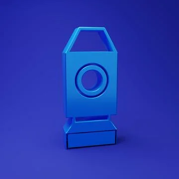 Blue Rocket ship icon isolated on blue background. Space travel. Minimalism.. Illustrazione stock