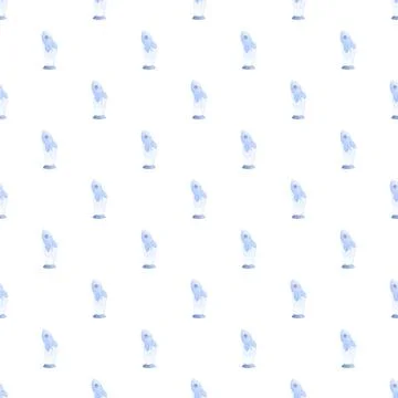 Blue rockets seamless pattern for space exploration background Stock Illustration