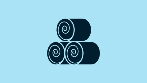 Blue Roll of hay icon isolated on blue background. 4K Video motion graphic Video stock 231444063