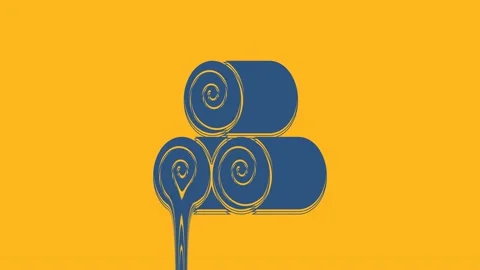Blue Roll of hay icon isolated on orange background. 4K Video motion graphic Video stock 234293000