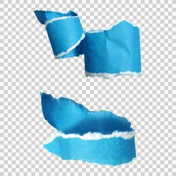 Blue Rolled Torn Paper Edges isolated on white Background Stock Illustration