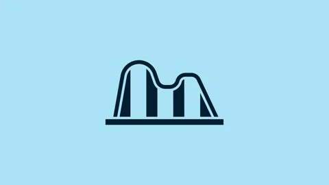 Blue Roller coaster icon isolated on blue background. Amusement park. Childrens Stock Footage 230602997