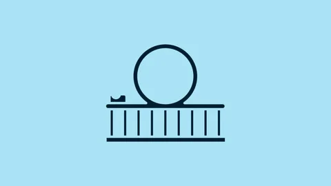 Blue Roller coaster icon isolated on blue background. Amusement park. Childrens Stock Footage 231426897