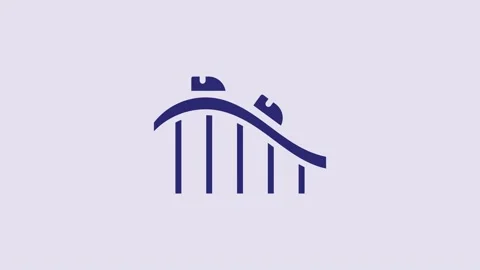 Blue Roller coaster icon isolated on purple background. Amusement park Stock Footage 232802267