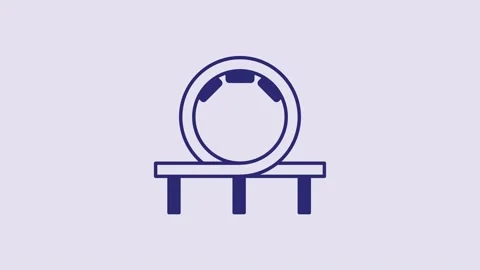 Blue Roller coaster icon isolated on purple background. Amusement park Stock Footage 232846837