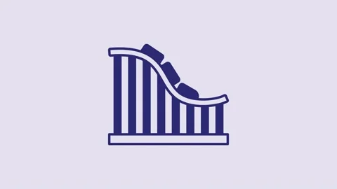 Blue Roller coaster icon isolated on purple background. Amusement park Stock Footage 232847052