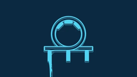 Blue Roller coaster icon isolated on blue background. Amusement park. Childrens Stock Footage 235901872