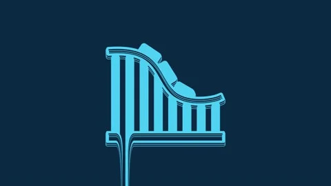 Blue Roller coaster icon isolated on blue background. Amusement park. Childrens Stock Footage 235902034