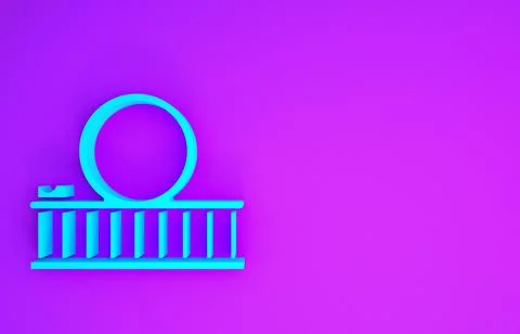 Blue Roller coaster icon isolated on purple background. Amusement park. Child Stock Illustration
