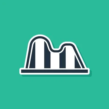 Blue Roller coaster icon isolated on green background. Amusement park. Childrens Stock Illustration