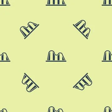 Blue Roller coaster icon isolated seamless pattern on yellow background Illustrazione stock