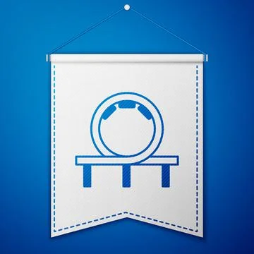 Blue Roller coaster icon isolated on blue background. Amusement park. Childrens Stock-Illustration