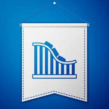 Blue Roller coaster icon isolated on blue background. Amusement park. Childrens Stockillustratie