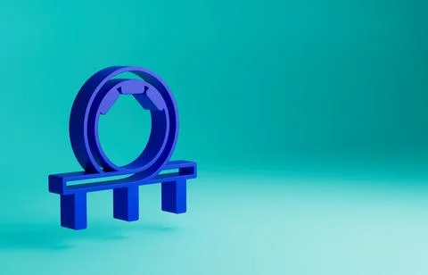 Blue Roller coaster icon isolated on blue background. Amusement park. Childrens 스톡 일러스트