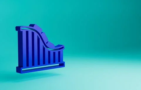 Blue Roller coaster icon isolated on blue background. Amusement park. Childrens 스톡 일러스트