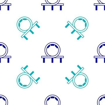 Blue Roller coaster icon isolated seamless pattern on white background Stockillustratie