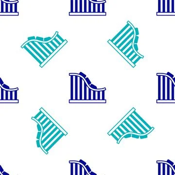 Blue Roller coaster icon isolated seamless pattern on white background. Amu.. Illustrazione stock
