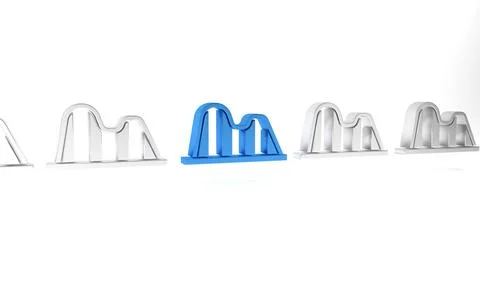 Blue Roller coaster icon isolated on white background. Amusement park. Chil.. 스톡 일러스트