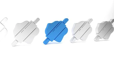 Blue Rolling pin icon isolated on white background. Minimalism concept. 3D .. Illustration