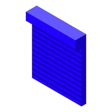 Blue rolling shutter door protecting a shop or garage in isometric view Ilustración de archivo