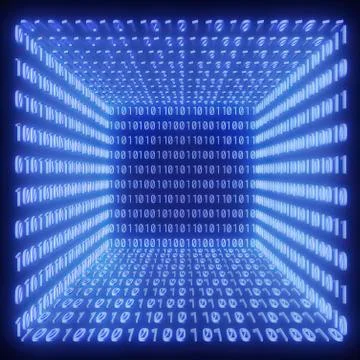 Blue room binary code ones and zeros Illustrazione stock