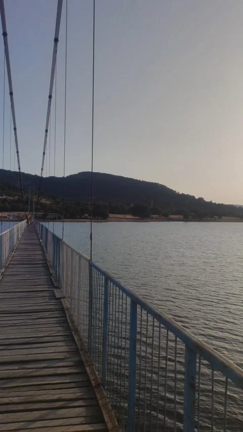 Blue rope bridge Stock Footage 314101989