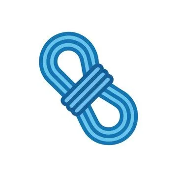 Blue rope tied in a knot on a plain white background Stock Illustration