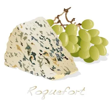Blue roquefort cheese isolated Stock Illustration
