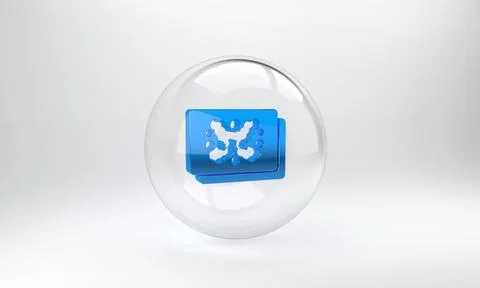 Blue Rorschach test icon isolated on grey background. Psycho diagnostic inkbl 스톡 일러스트