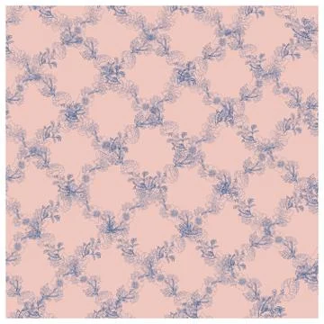 Blue rose endless pattern of rhombuses. Stock Illustration