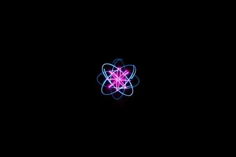 Blue rose mixed atomic orbit circle light painting photography, long exposure. Stock Illustration