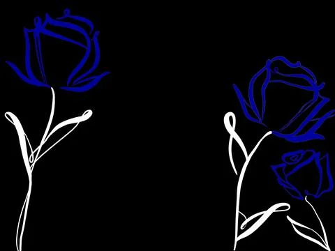 Blue Rose One Line Drawing Stock Illustration