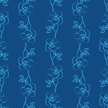 Blue rose stripes seamless vector pattern Illustrazione stock