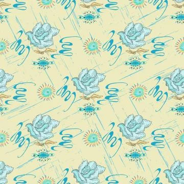 Blue roses on a light background abstract pattern Stock Illustration