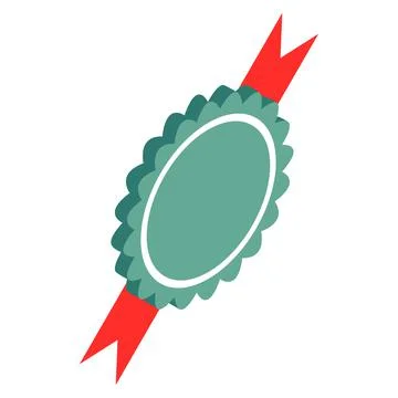 Blue rosette with red ribbon icon Stock Illustration
