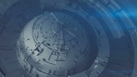 Blue rotating circle elements seamless loop 3D render animation Stock Footage 161294484