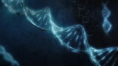 Blue Rotating DNA with formula background Stock Footage 68054682
