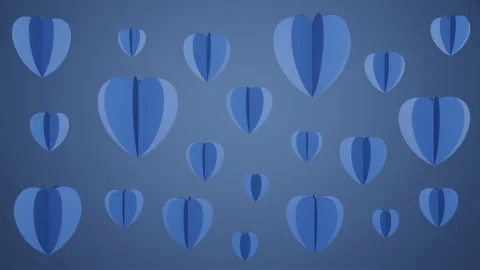 Blue Rotating Paper Hearts Loop. Ideal for Valentine's Day Stock Footage 229462405