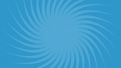 Blue rotating spiral sunburst background, comic book radial swirl rays Video stock 342572705