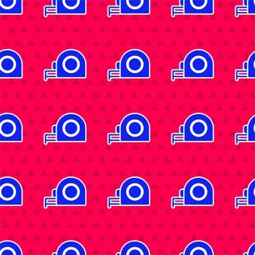 Blue Roulette construction icon isolated seamless pattern on red background Stockillustratie