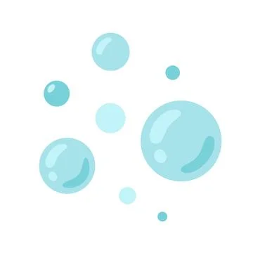 Blue round bubbles isolated on white background. Vector illustration, flat .. Stock Illustration