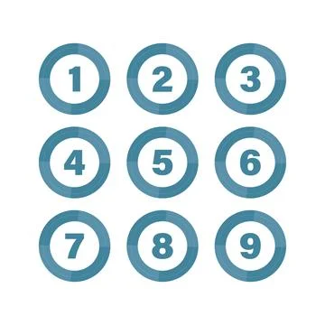 Blue round bullet icon set on white background Stock-Illustration