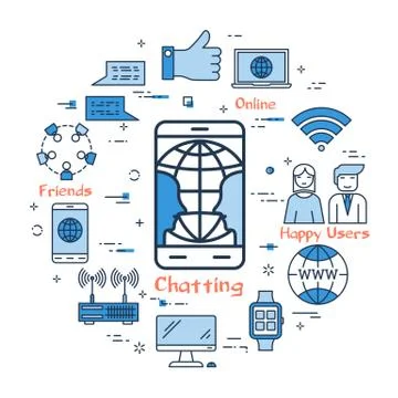 Blue round Chatting concept Stock Illustration