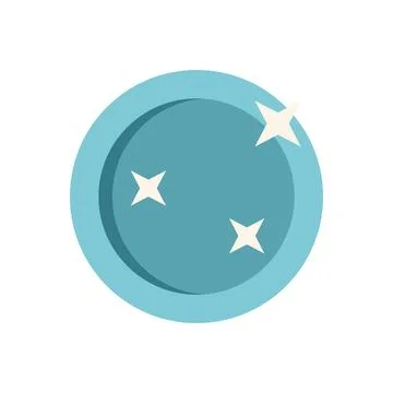 Blue round clean surface shining with three stars icon Stock Illustration