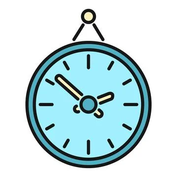 Blue round clock showing time management icon Illustrazione stock