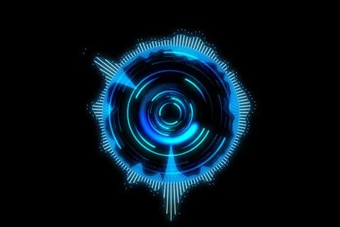 Blue round equalizer on a black background 3d illustration Stock Illustration