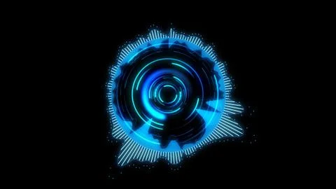 Blue round equalizer on a black background 3d illustration Stock Illustration