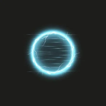 Blue round frame. Shining circle banner. Isolated on black transparent Stock Illustration