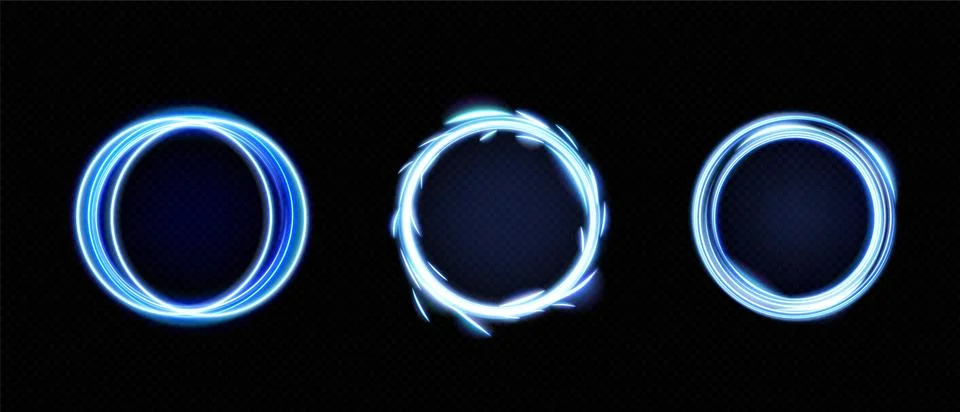 Blue round frames set on transparent background Stock Illustration