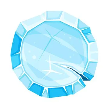 Blue Round Ice Shaped Element for Game and Web Design Vector Illustration Illustrazione stock